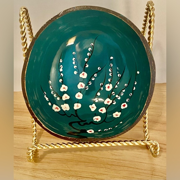 Handcrafted Artisan Coconut Bowl | Hand Painted Jasmine Tree - Picture 11 of 11